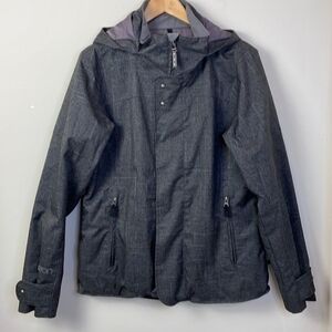 Burton Dry Ride Charcoal Gray & Black Ski Snowboard Hooded Jacket Size XL EUC